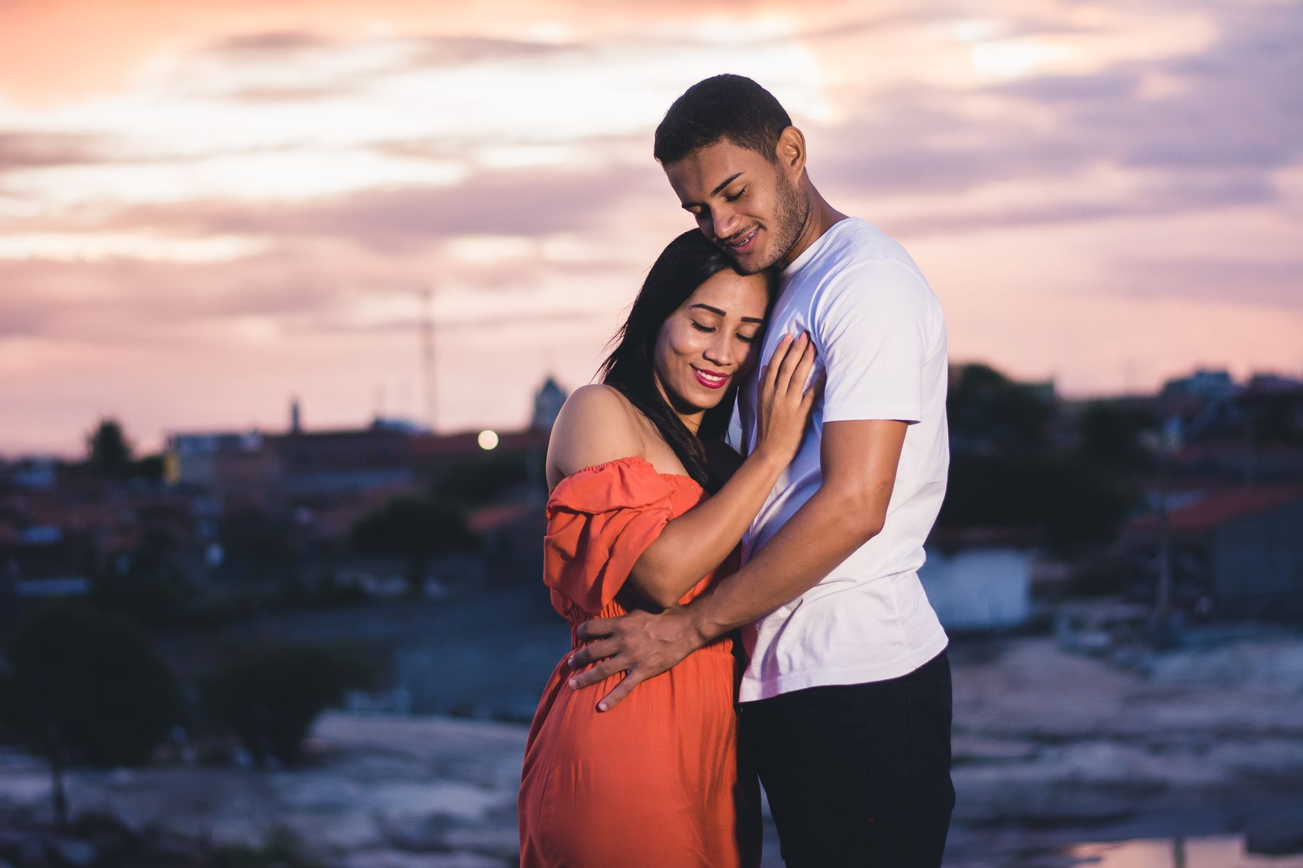 Couple embracing